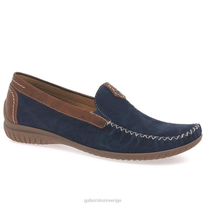 marinblå nubuck/tan Skodon Gabor kvinnor Kalifornien sportiga mockasiner 82BP319