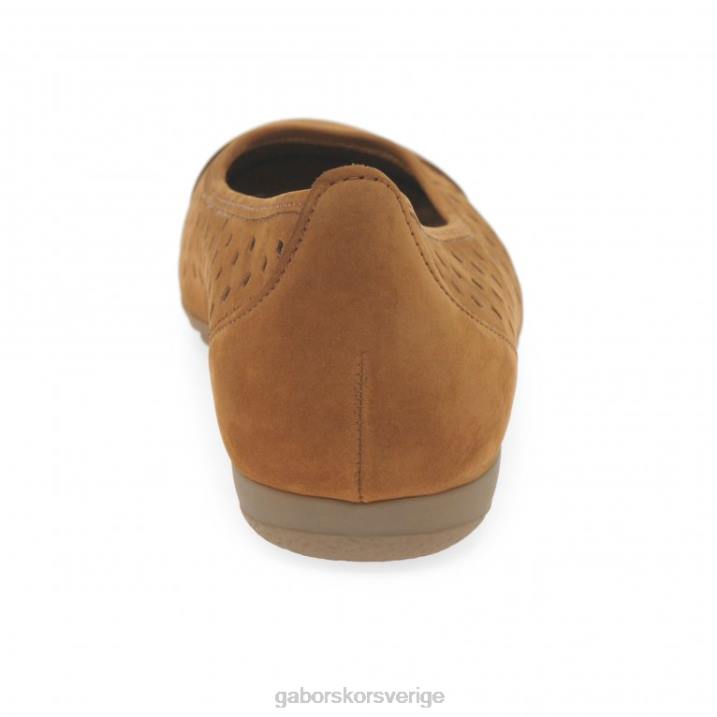 konjak nubuck Skodon Gabor kvinnor fritidsskor med volang med stansade detaljer 82BP78