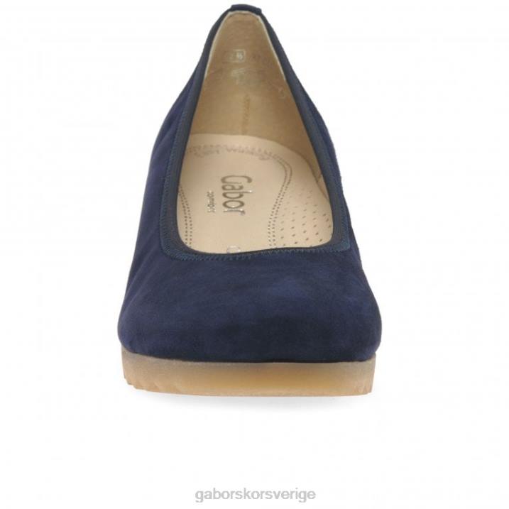 mörkblå mocka Skodon Gabor kvinnor epworth skor med låg kilklack 82BP32