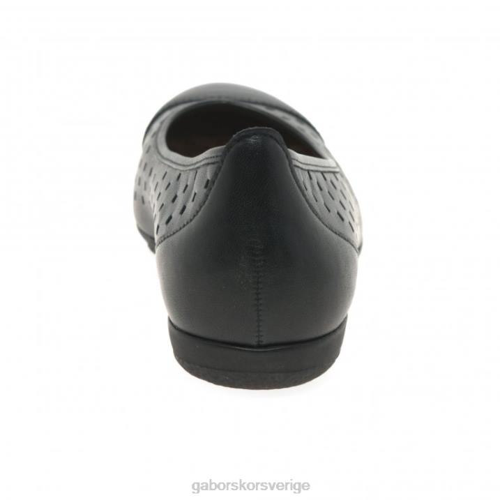 svart Skodon Gabor kvinnor fritidsskor med volang med stansade detaljer 82BP80
