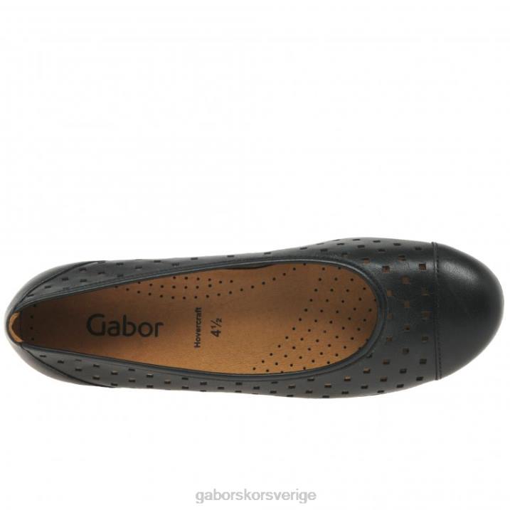 svart Skodon Gabor kvinnor fritidsskor med volang med stansade detaljer 82BP80