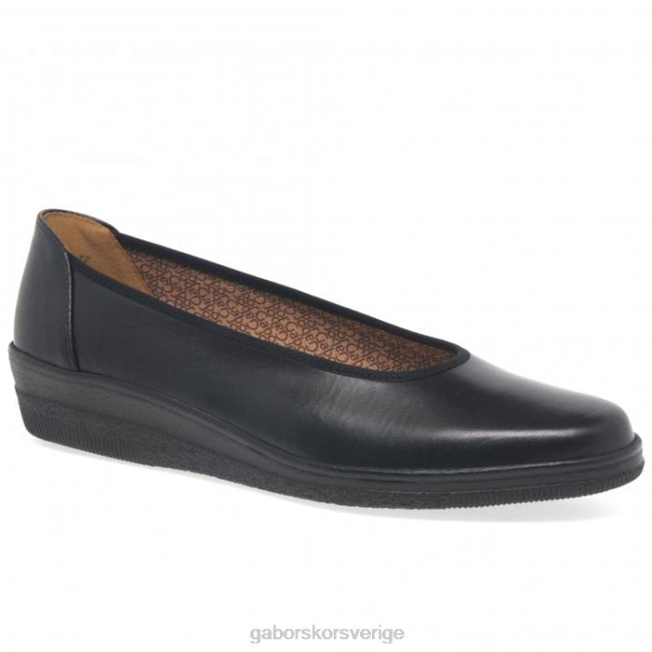 svart Skodon Gabor kvinnor piquet ballerina pumps med bred passform 82BP100