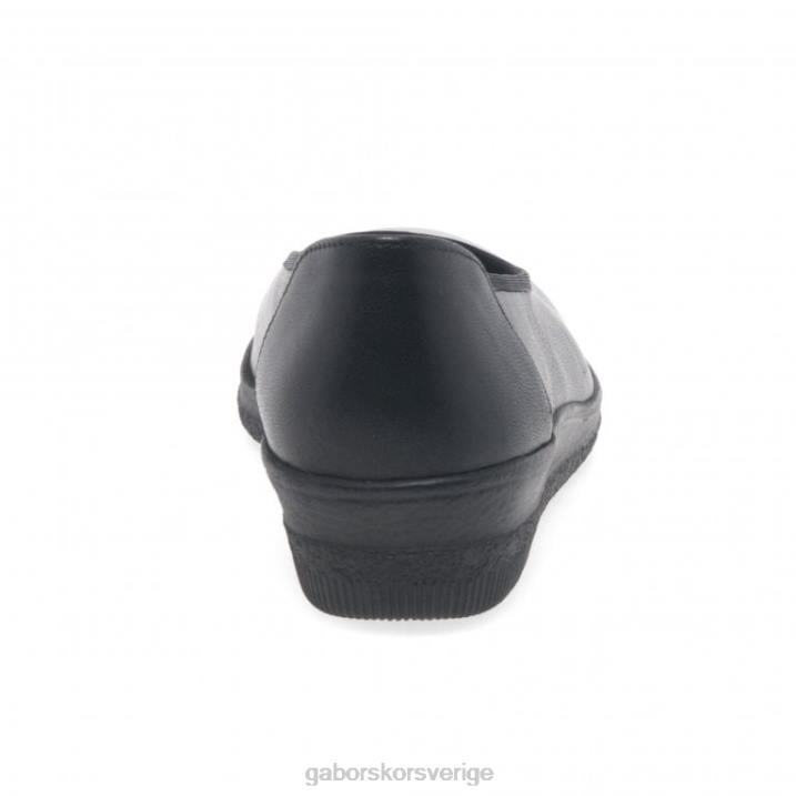 svart Skodon Gabor kvinnor piquet ballerina pumps med bred passform 82BP100