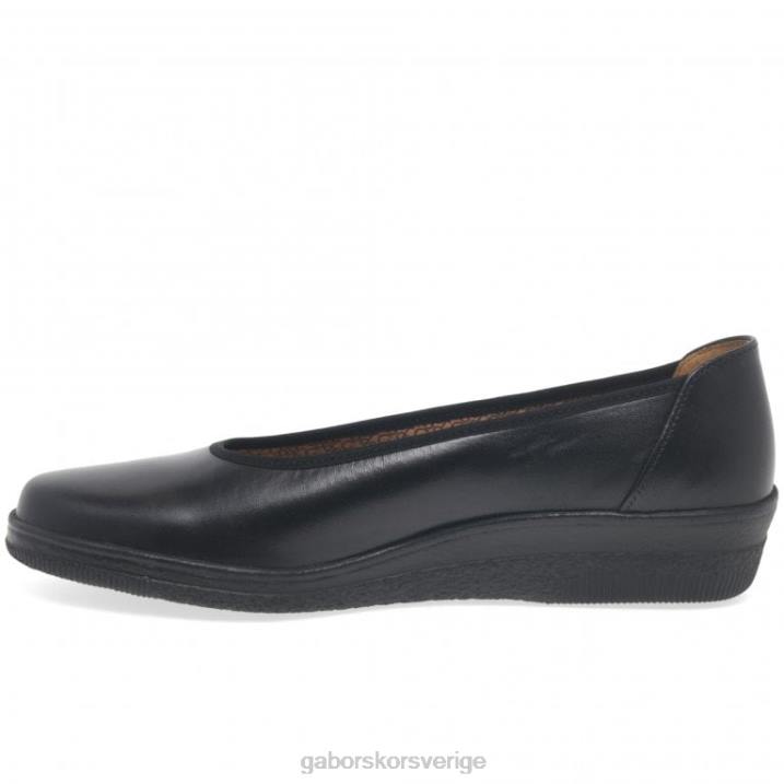 svart Skodon Gabor kvinnor piquet ballerina pumps med bred passform 82BP100