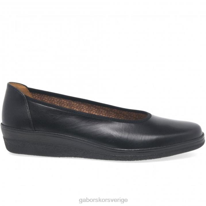 svart Skodon Gabor kvinnor piquet ballerina pumps med bred passform 82BP100