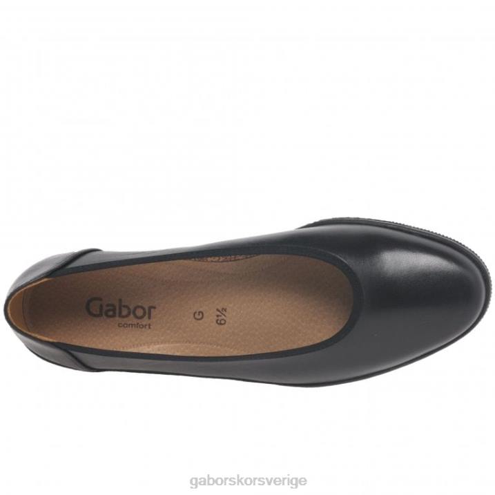 svart Skodon Gabor kvinnor piquet ballerina pumps med bred passform 82BP100