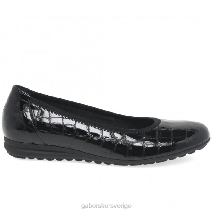 svart krokodil Skodon Gabor kvinnor splash casual balett pumps 82BP103