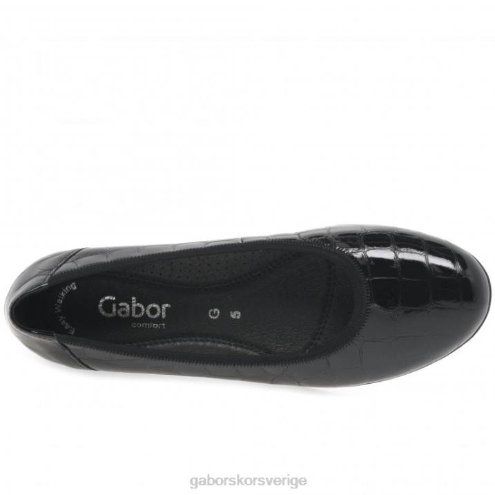svart krokodil Skodon Gabor kvinnor splash casual balett pumps 82BP103