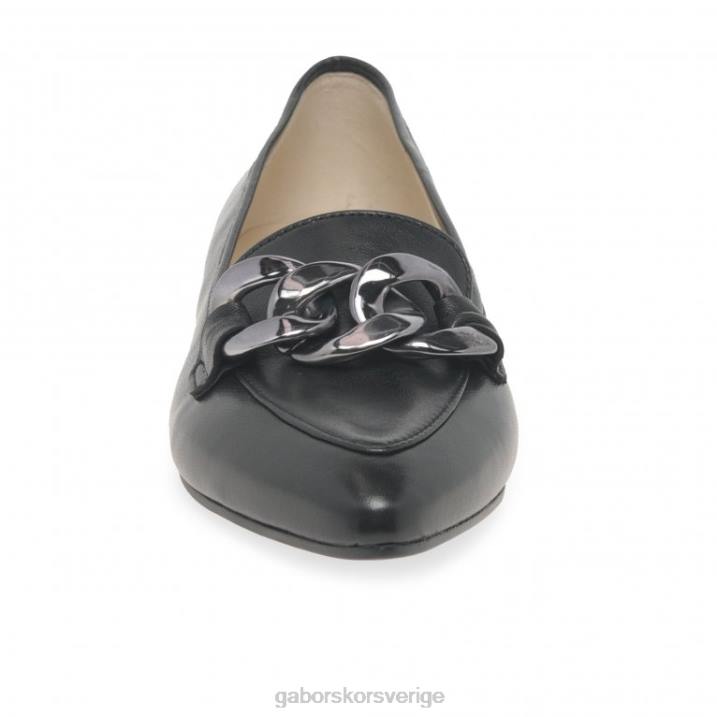 svart läder Skodon Gabor kvinnor carol loafers 82BP97