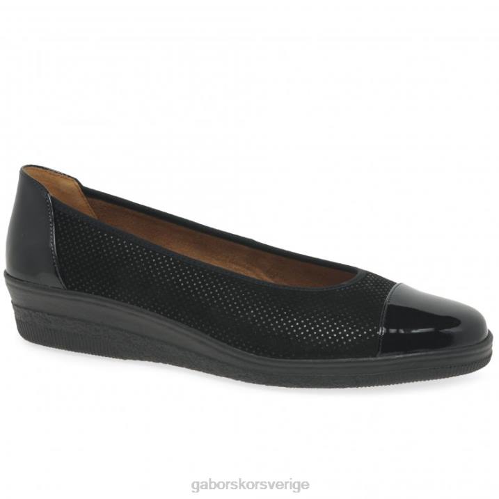svart prick/patent Skodon Gabor kvinnor petunia patentaccent lågklackade pumps 82BP114