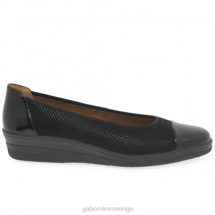 svart prick/patent Skodon Gabor kvinnor petunia patentaccent lågklackade pumps 82BP114