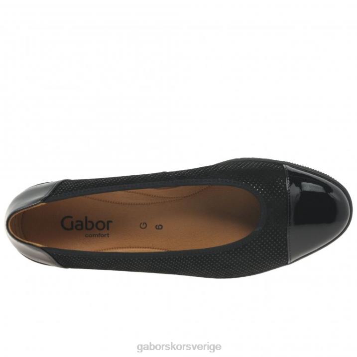 svart prick/patent Skodon Gabor kvinnor petunia patentaccent lågklackade pumps 82BP114