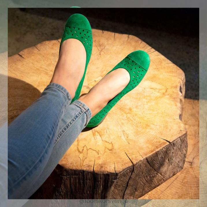 verde mocka Skodon Gabor kvinnor fritidsskor med volang med stansade detaljer 82BP4